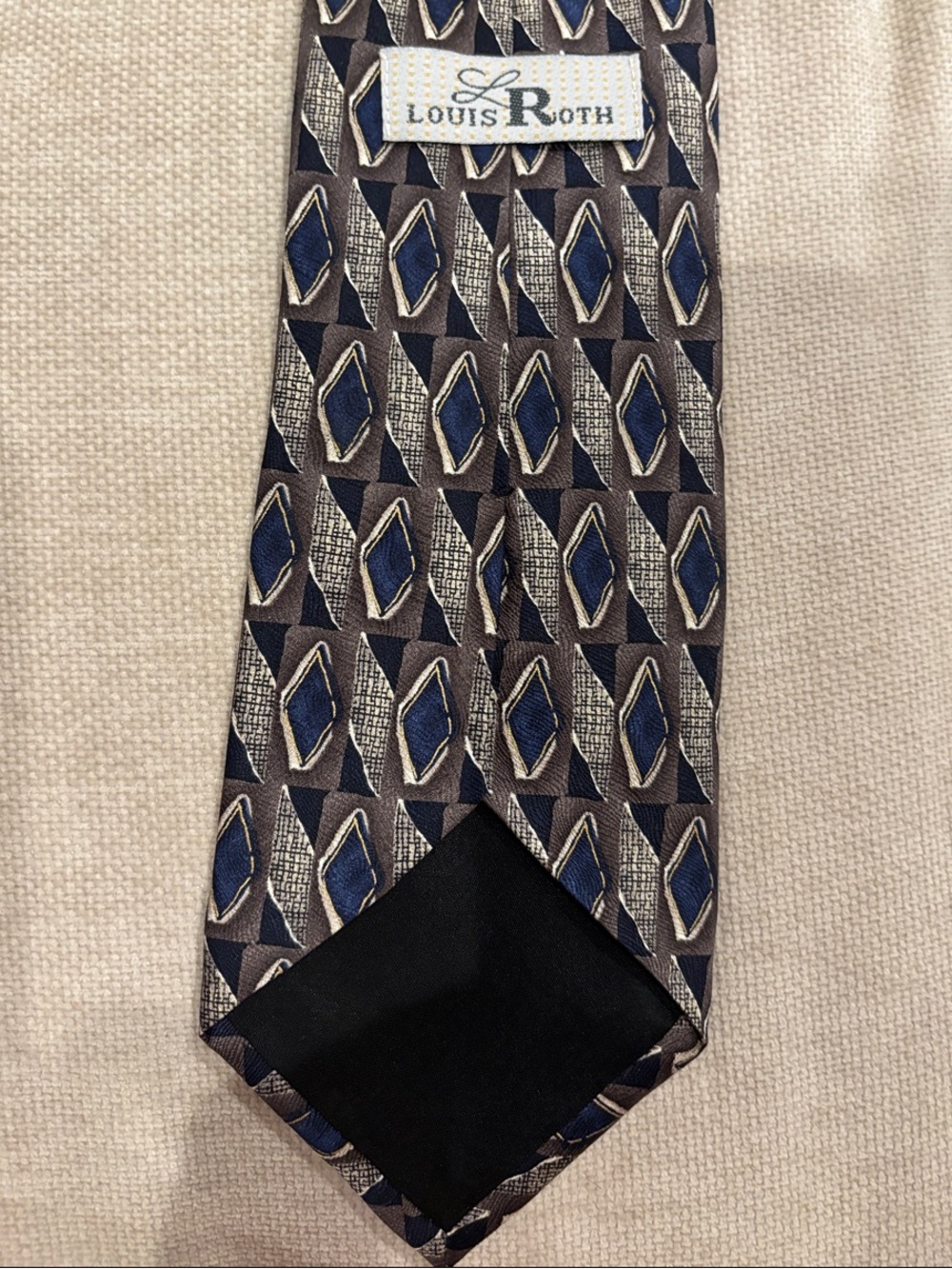 Louis Roth Brown and Navy Geometric Silk Tie